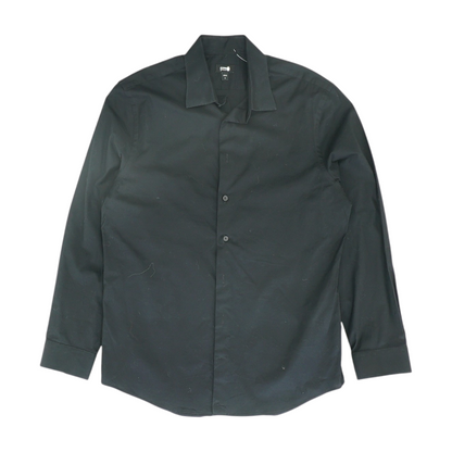 Black Solid Long Sleeve Button Down