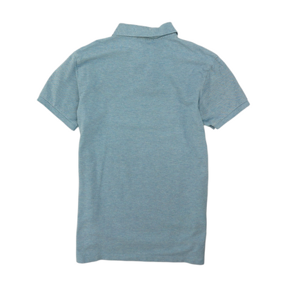 Blue Solid Short Sleeve Polo