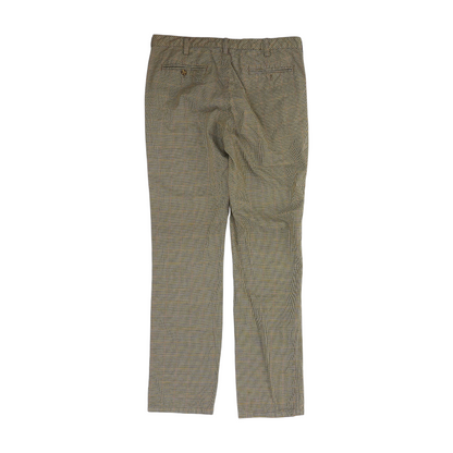 Beige Houndstooth Regular Pants