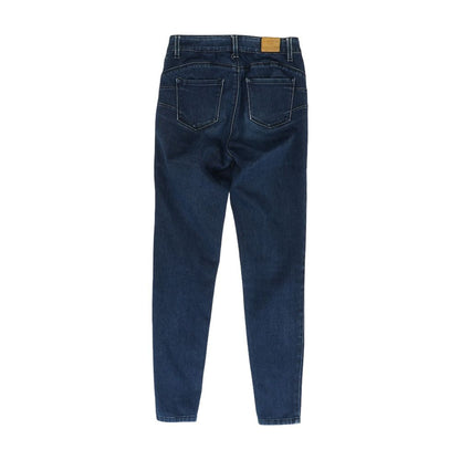 Blue Solid Mid Rise Skinny Leg Jeans