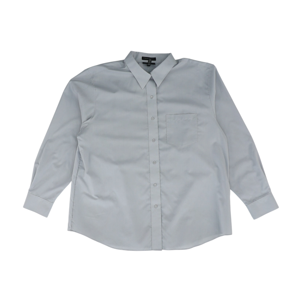 Gray Solid Long Sleeve Button Down