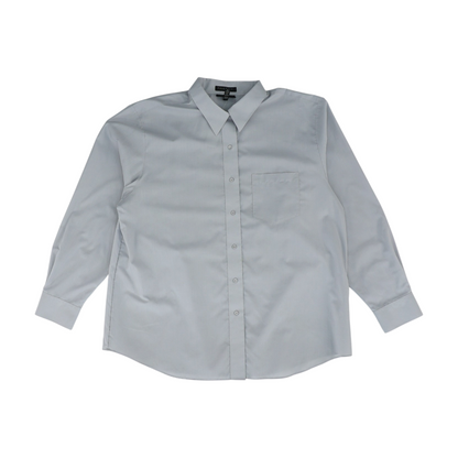 Gray Solid Long Sleeve Button Down