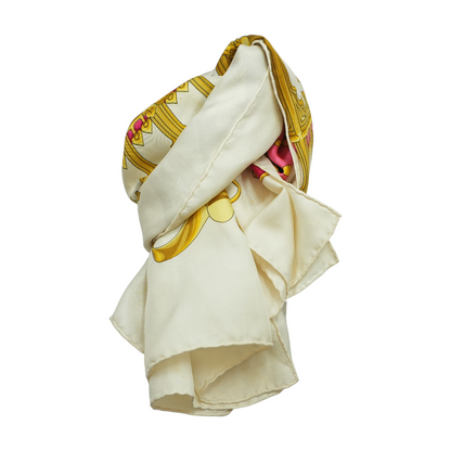 British Heraldry Carre 90 Silk in White and Gold