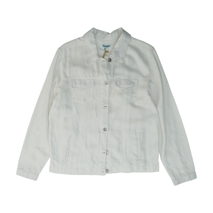 White Solid Denim Jacket