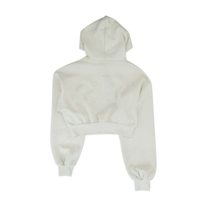 Cream Solid Hoodie Pullover