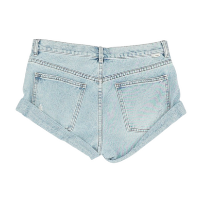 Blue Solid Denim Shorts