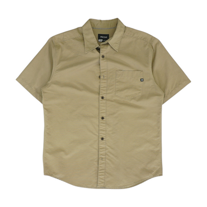 Brown Solid Short Sleeve Button Down