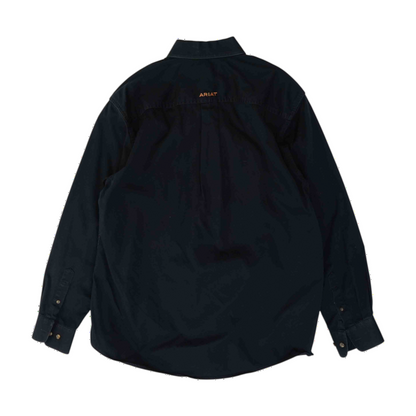 Black Solid Long Sleeve Button Down
