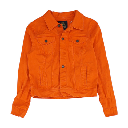 Neon Orange Solid Denim Jacket