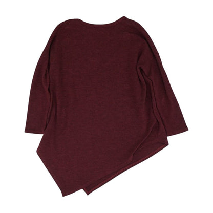 Red Solid Crewneck Knit Top