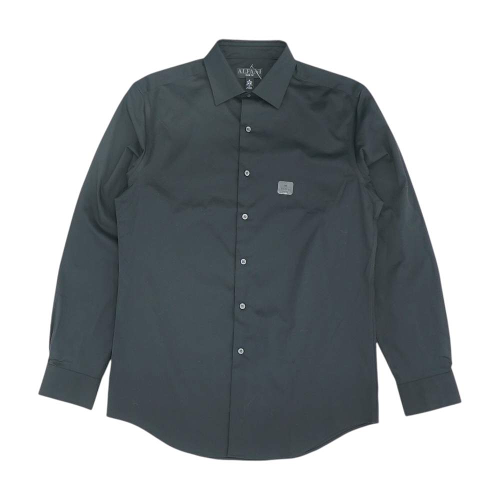 Black Solid Long Sleeve Button Down
