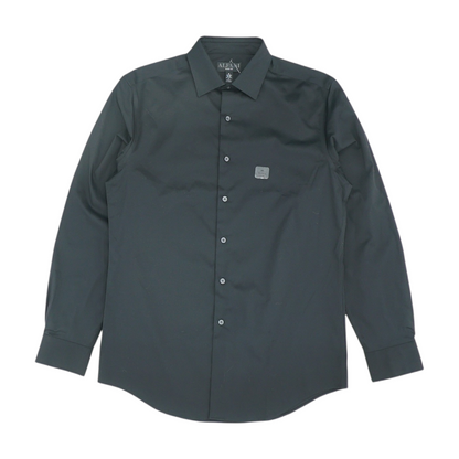 Black Solid Long Sleeve Button Down