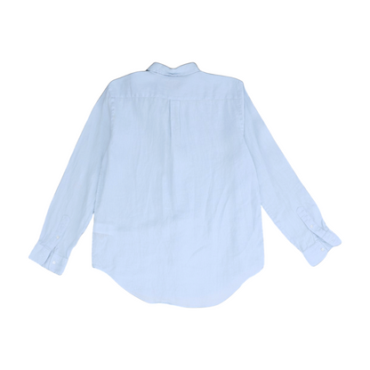 Blue Solid Long Sleeve Button Down