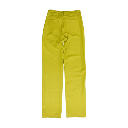 Neon Green Solid Dress Pants