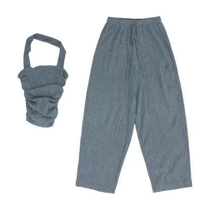 Gray Solid Pant Set