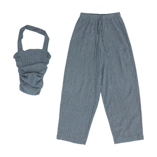 Gray Solid Pant Set