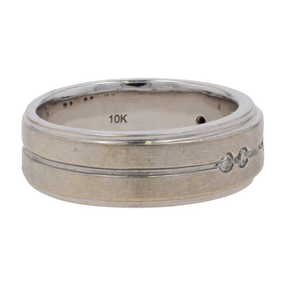 1/4 Ct 10K White Gold Round Bezel Diamond With Edged Band