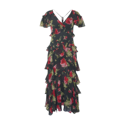 Black Floral Midi Dress