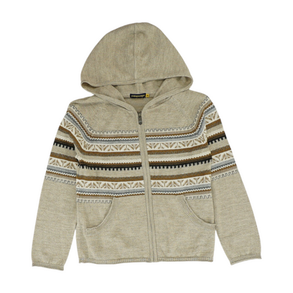 Beige Print Cardigan Sweater