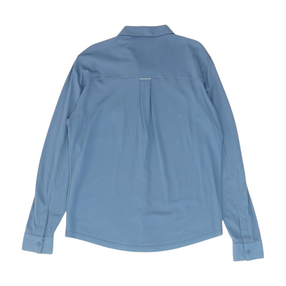 Blue Solid Long Sleeve Button Down