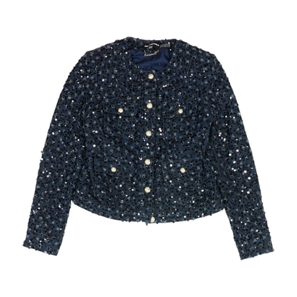 Blue Solid Denim Jacket