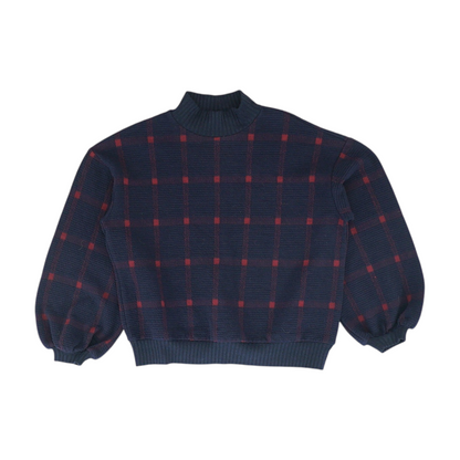 Navy Plaid Pullover Sweater