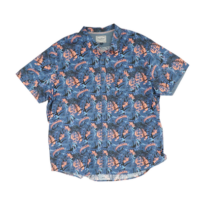 Blue Tropical Short Sleeve Button Down