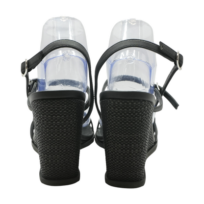 Black Wedged Sandals