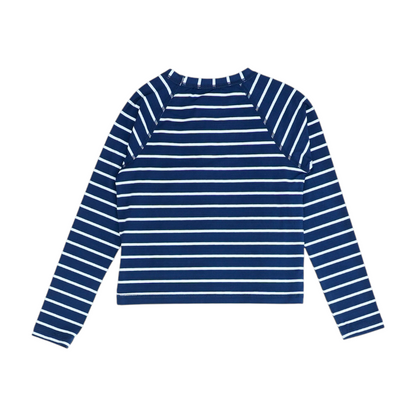 Navy Striped Swim Top