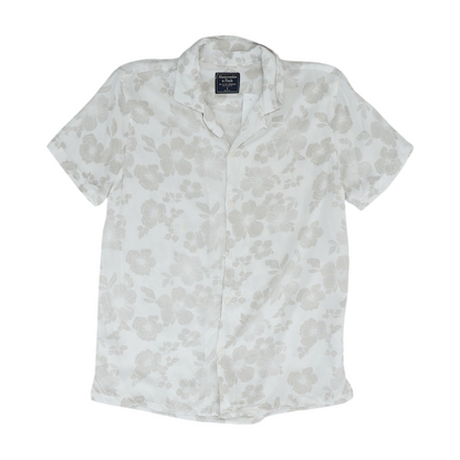 White Floral Short Sleeve Button Down