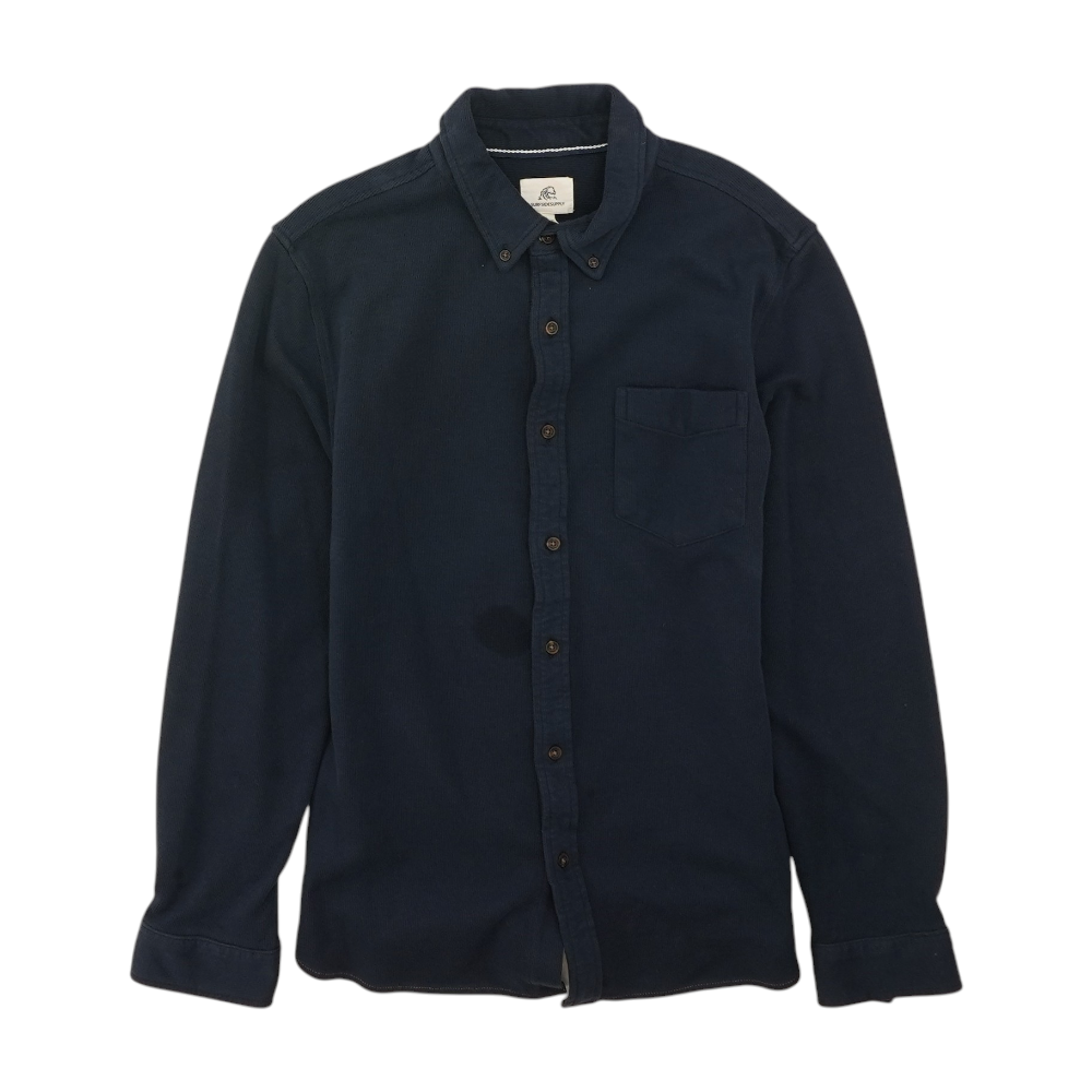 Navy Solid Long Sleeve Button Down