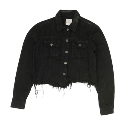 Black Solid Denim Jacket
