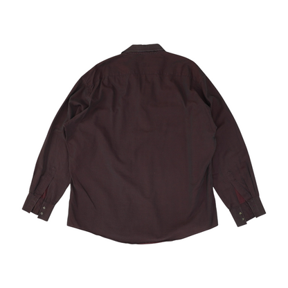 Maroon Solid Long Sleeve Button Down