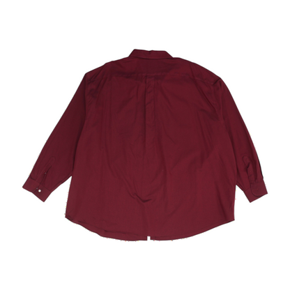Red Solid Long Sleeve Button Down