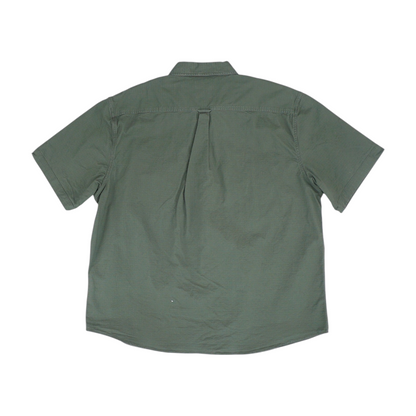 Gray Solid Short Sleeve Button Down