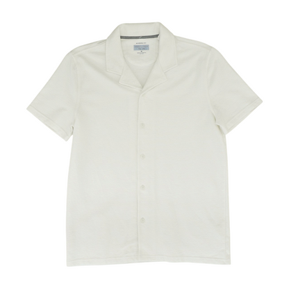 White Solid Short Sleeve Button Down