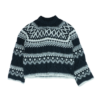 Black Graphic Pullover Sweater