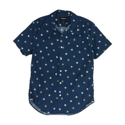 Navy Floral Short Sleeve Button Down