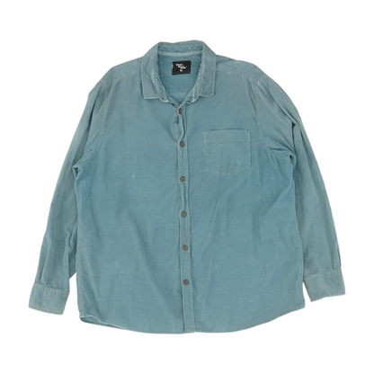 Blue Solid Long Sleeve Button Down