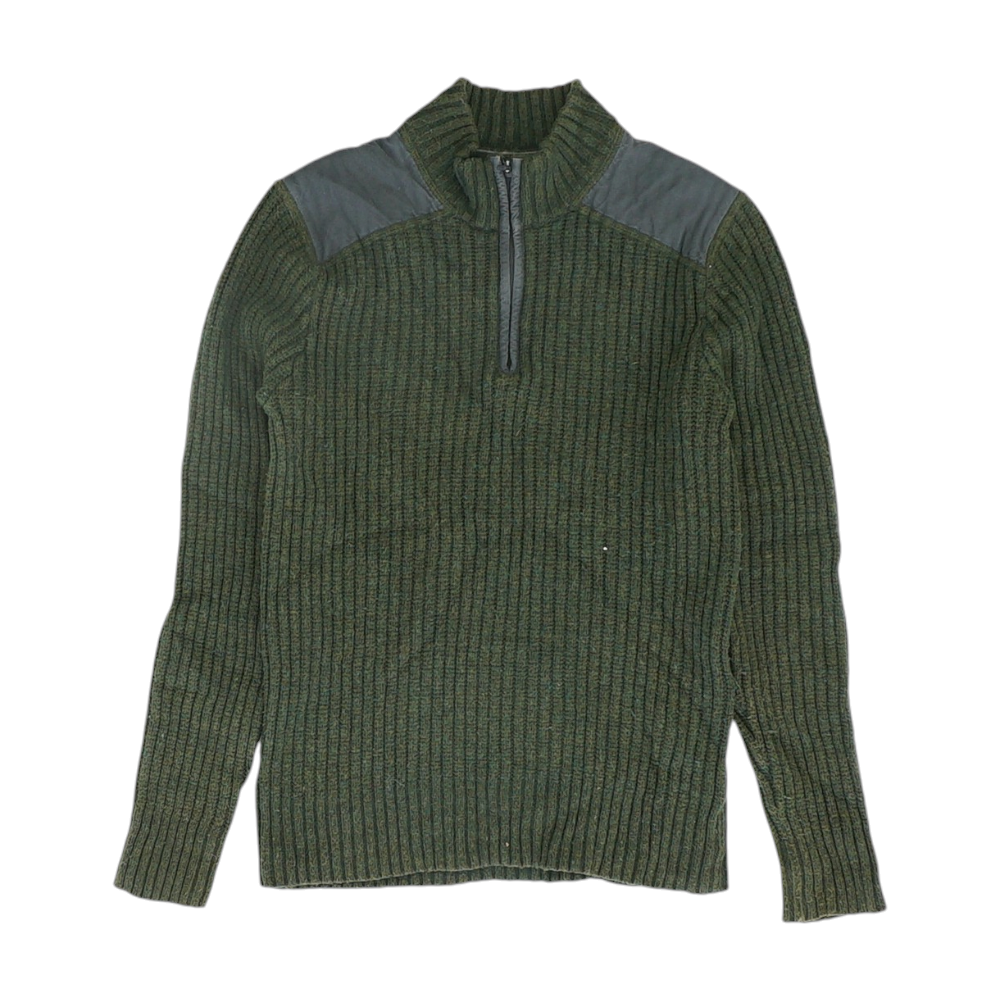Green Color Block 1/4 Zip Sweater