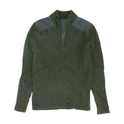 Green Color Block 1/4 Zip Sweater
