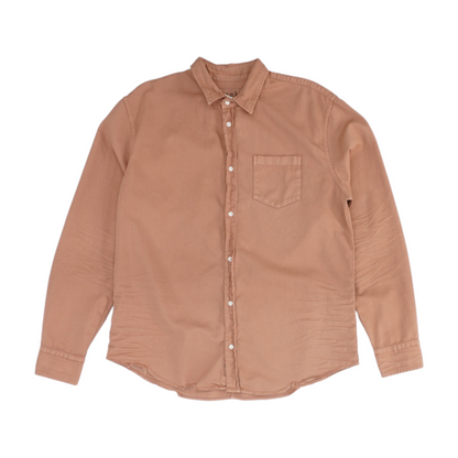 Brown Solid Long Sleeve Button Down