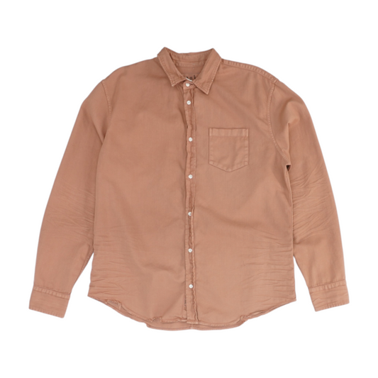 Brown Solid Long Sleeve Button Down