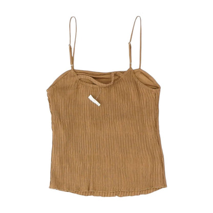 Brown Solid Sleeveless Blouse