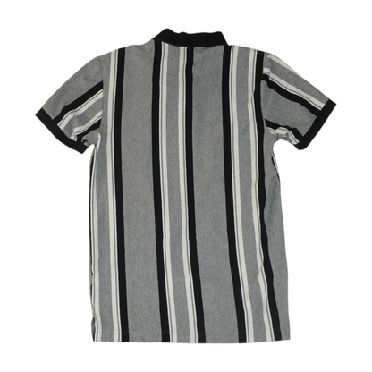 Gray Striped Short Sleeve Polo