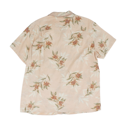 Peach Floral Short Sleeve Button Down