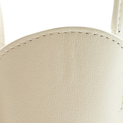 Flower Bucket Leather Handbag in Cream