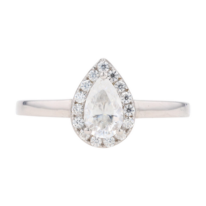 1 1/4 ctw Sterling Silver Moissanite Engagement Ring