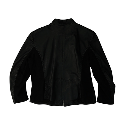 Black Solid Leather Jacket