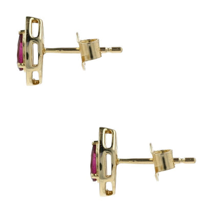 10K Gold Pear Cut Garnet Center With Diamond Halo Cluster Earrings